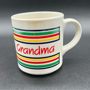 Grandma MT CLEMENS POTTERY Coffee Mug Tea Cup Colorful Stripes Rainbow